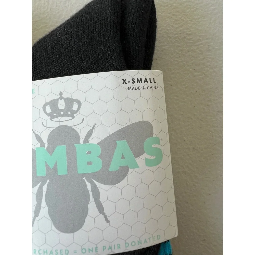 New 2 Pairs of Black Bombas XS Youth Socks HoneyComb Crew Calf